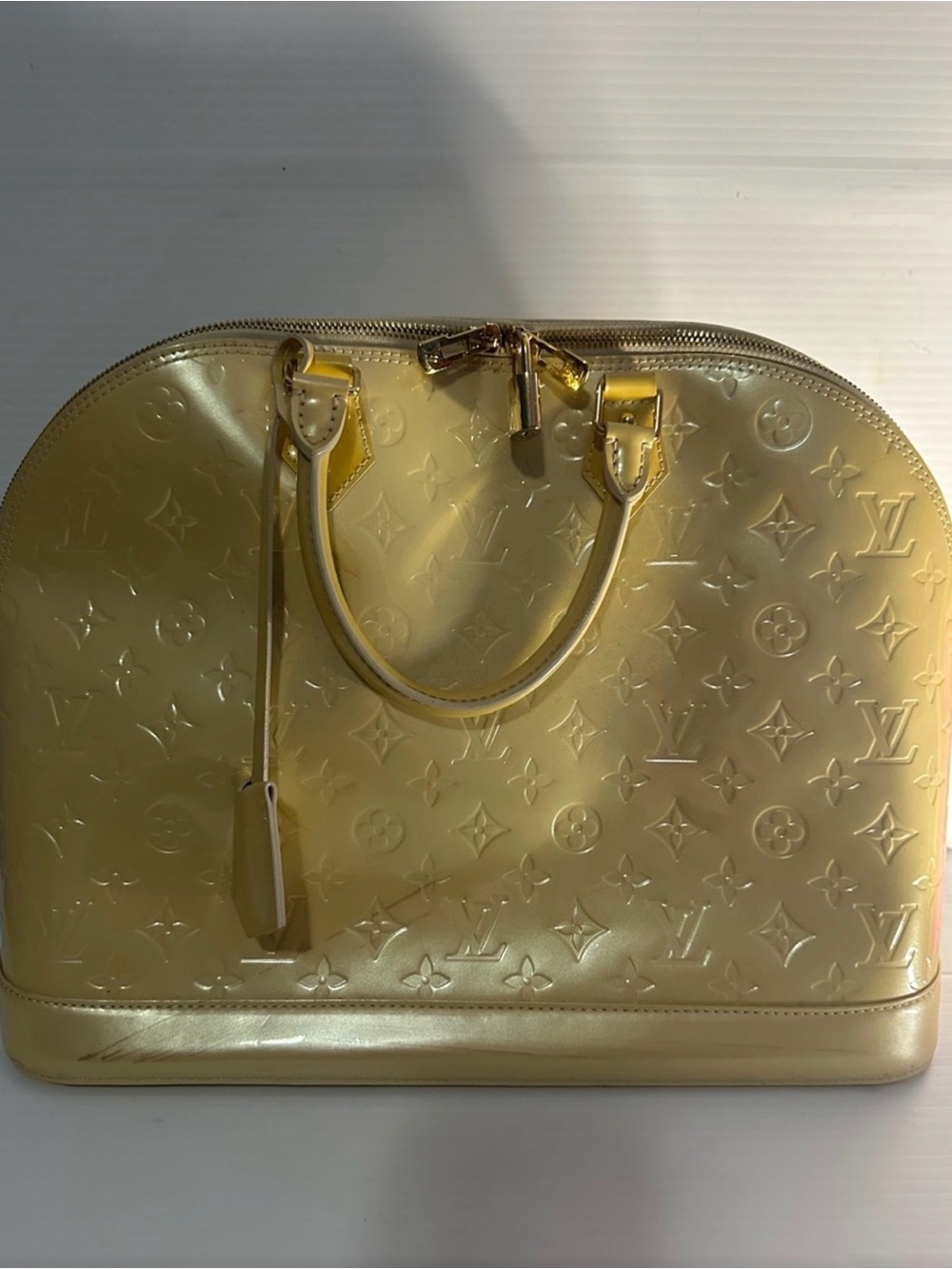 Louis Vuitton Yellow Patent Alma Satchel